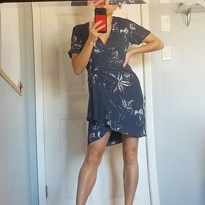 Babaton Wallace Wrap Dress Blue Floral Size S